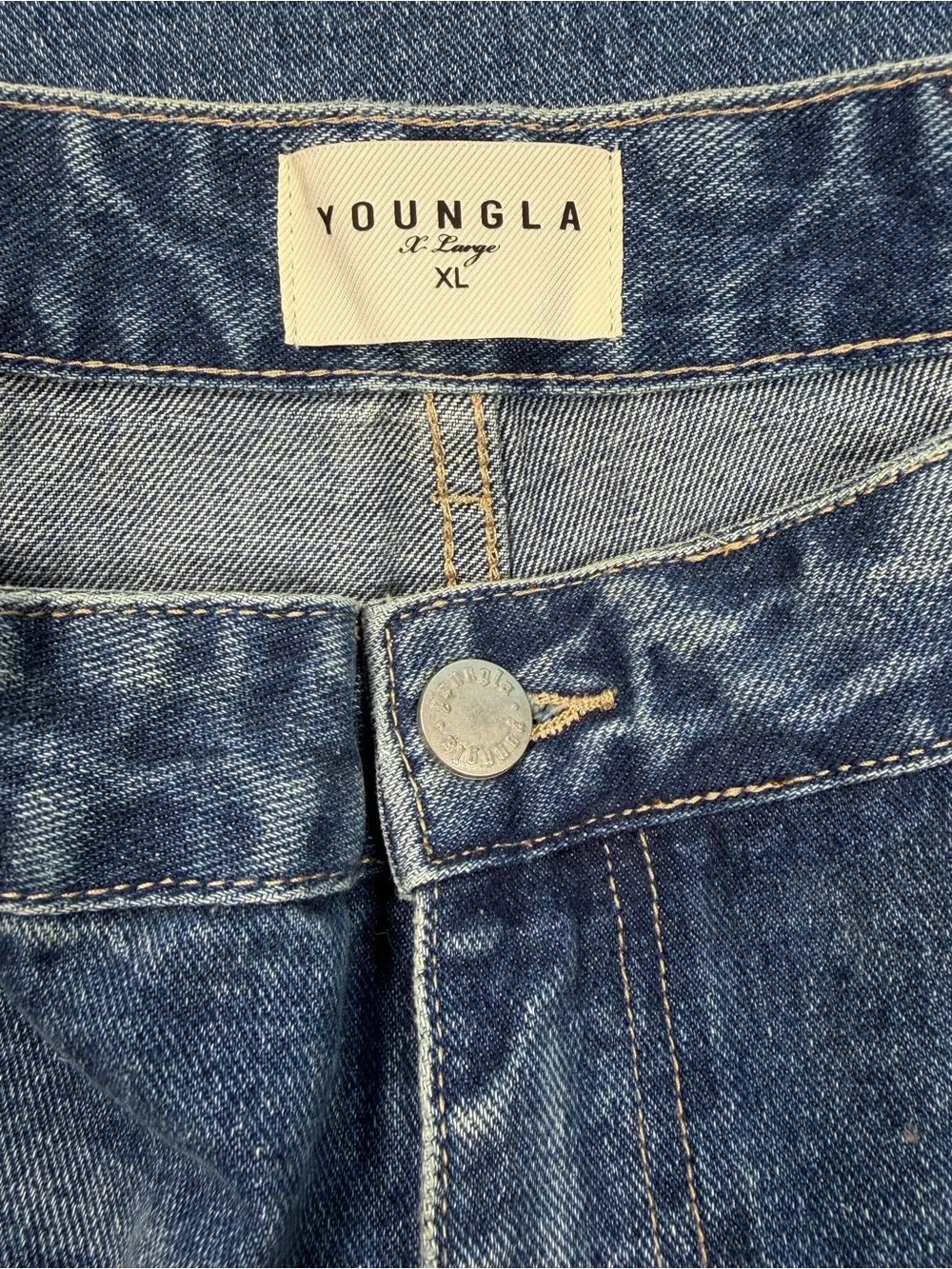 YoungLA 6015 Double Knee Carpenter Baggy Workwear Jeans Utility Denim 37x30.5 XL